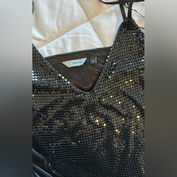 Red Herring double layer black sequined top - Picture 4 of 7